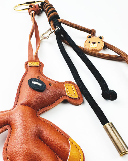 Handmade Bear Bag Charm - Vegan Leather  Keychain, Car & Handbag Accessory