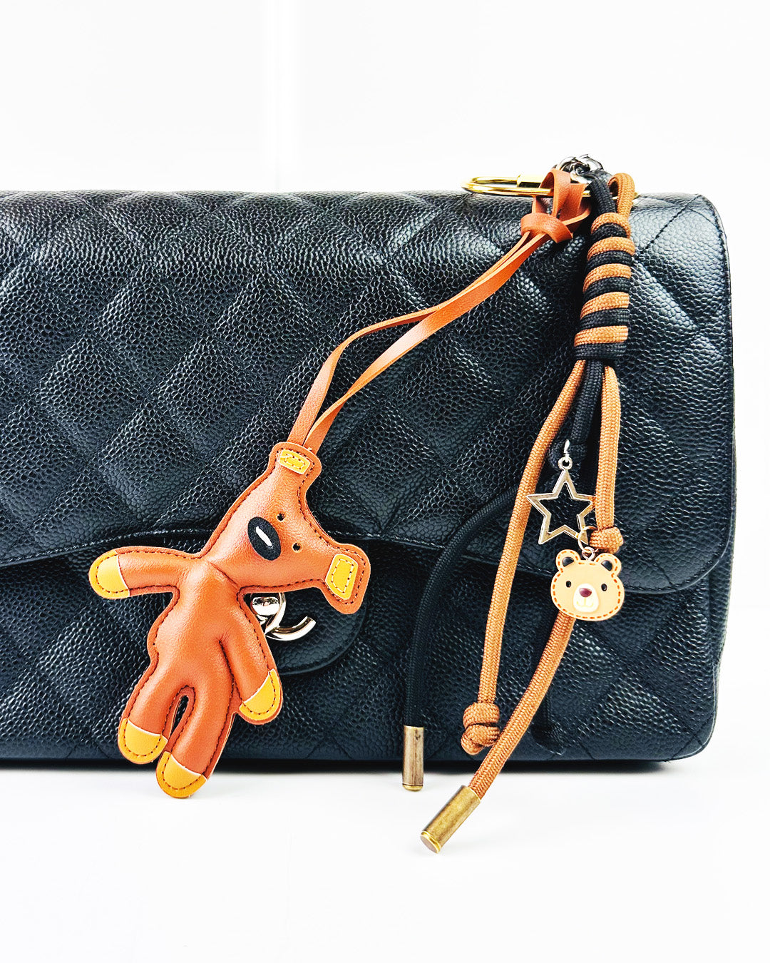 Handmade Bear Bag Charm - Vegan Leather  Keychain, Car & Handbag Accessory