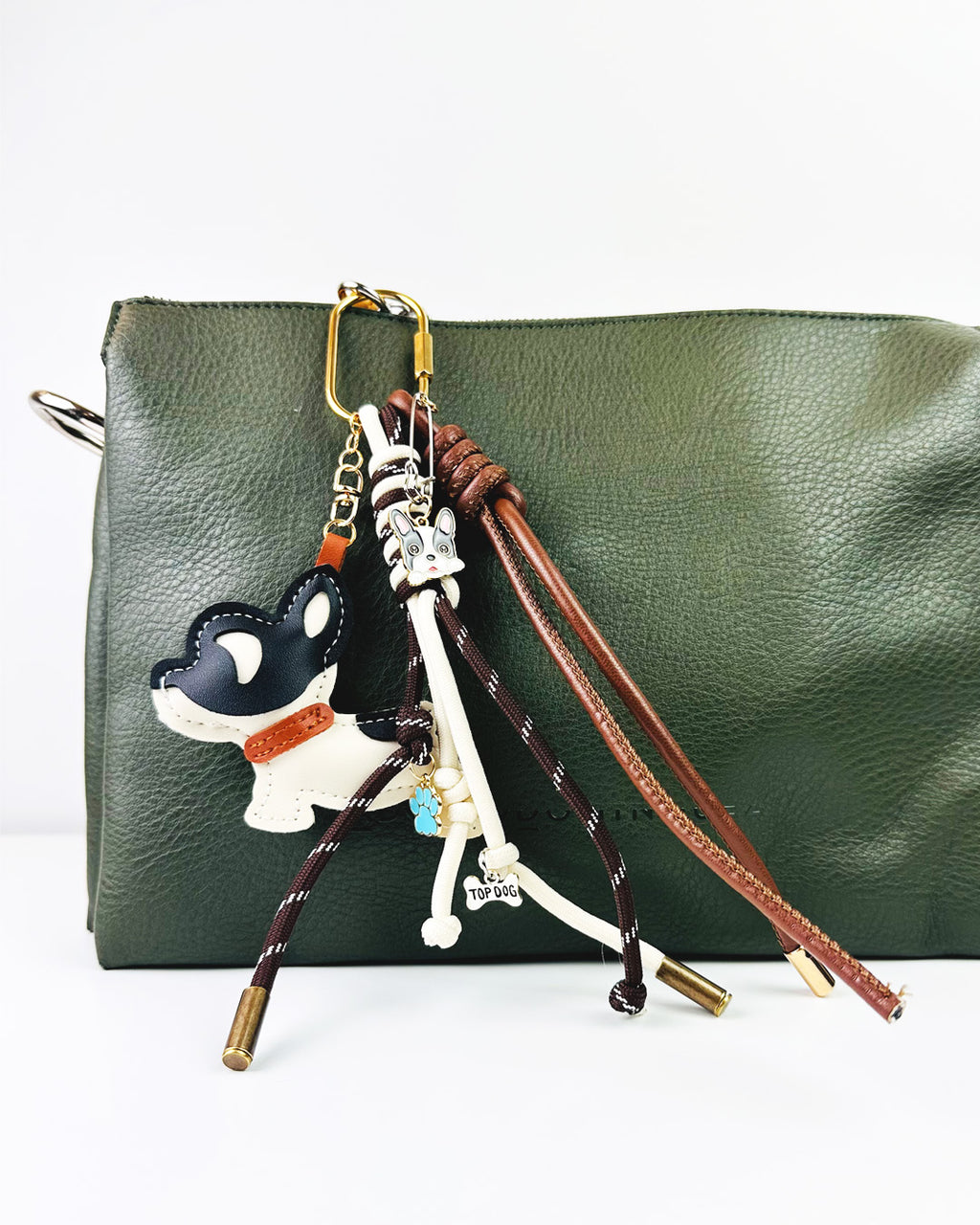 French Bulldog Keychain & Bag Charm – Vegan Leather Pet Accessory