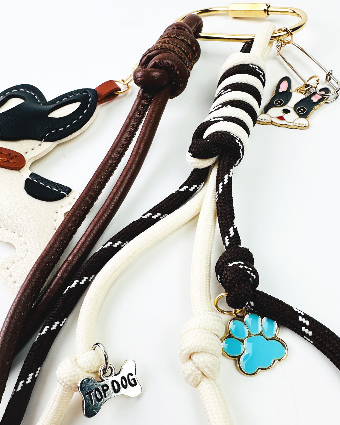 Handmade French Bulldog Bag Charm - Vegan Leather Keychain, Car & Handbag Accessory