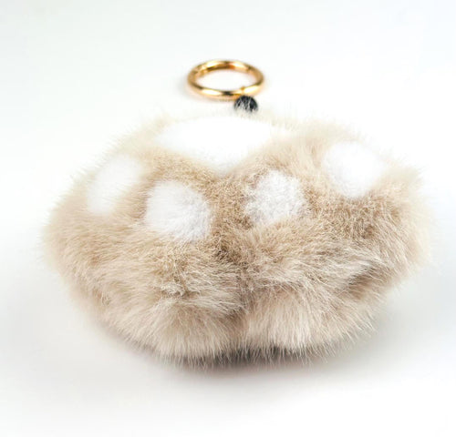 Faux Fur Paw Print Bag Charm Keychain | Animal Purse Accessory | Gift for Pet Lovers