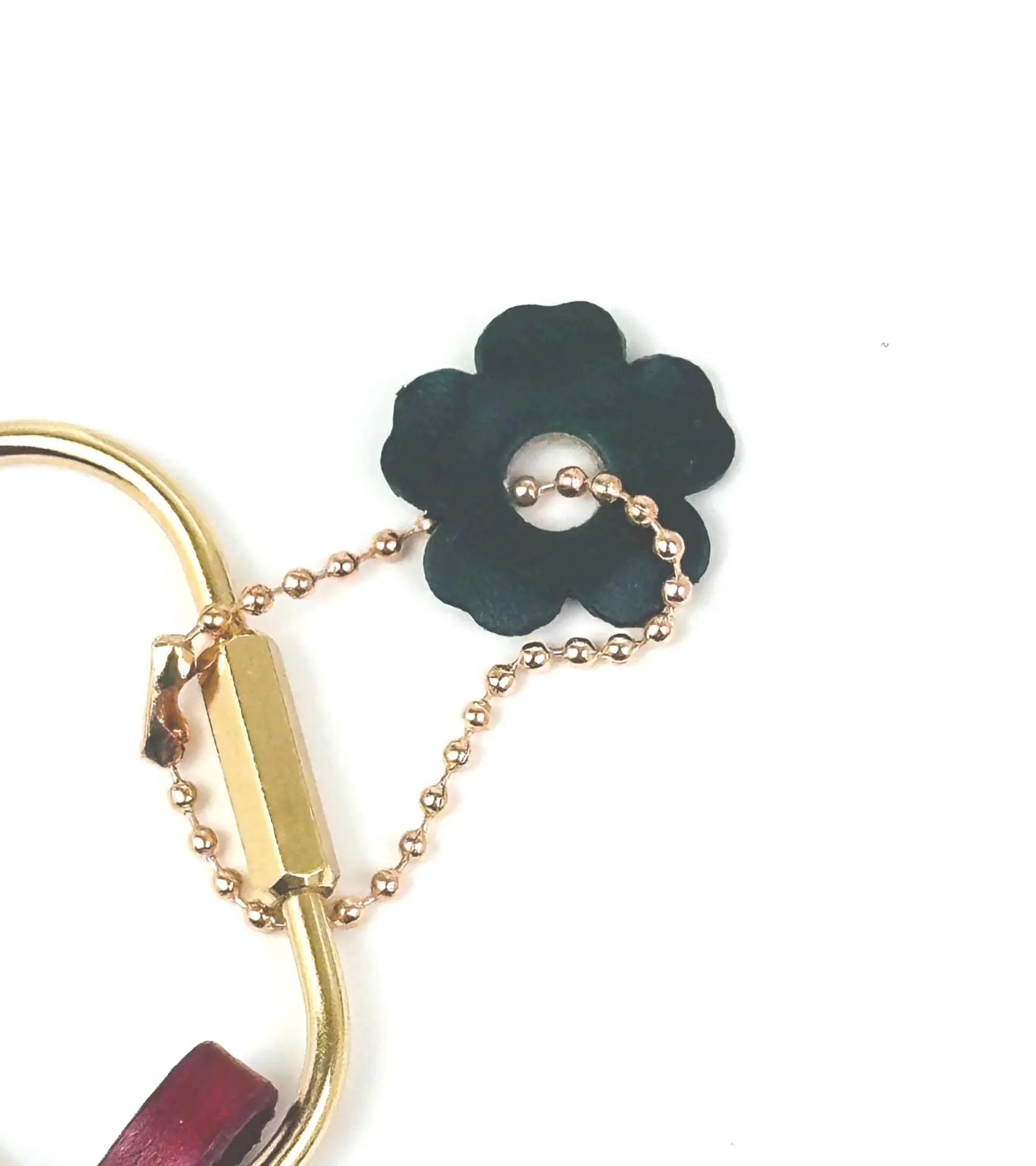 Leather Flower Bag Charm, Vegetable Tanned, Boho Purse Accessory