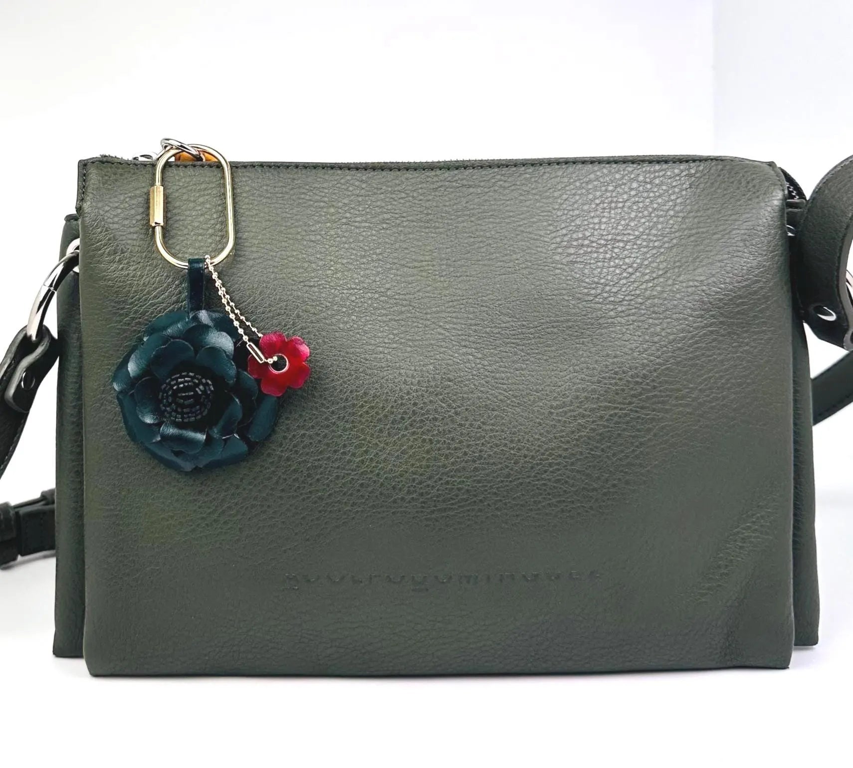 Leather Flower Bag Charm, Vegetable Tanned, Boho Purse Accessory