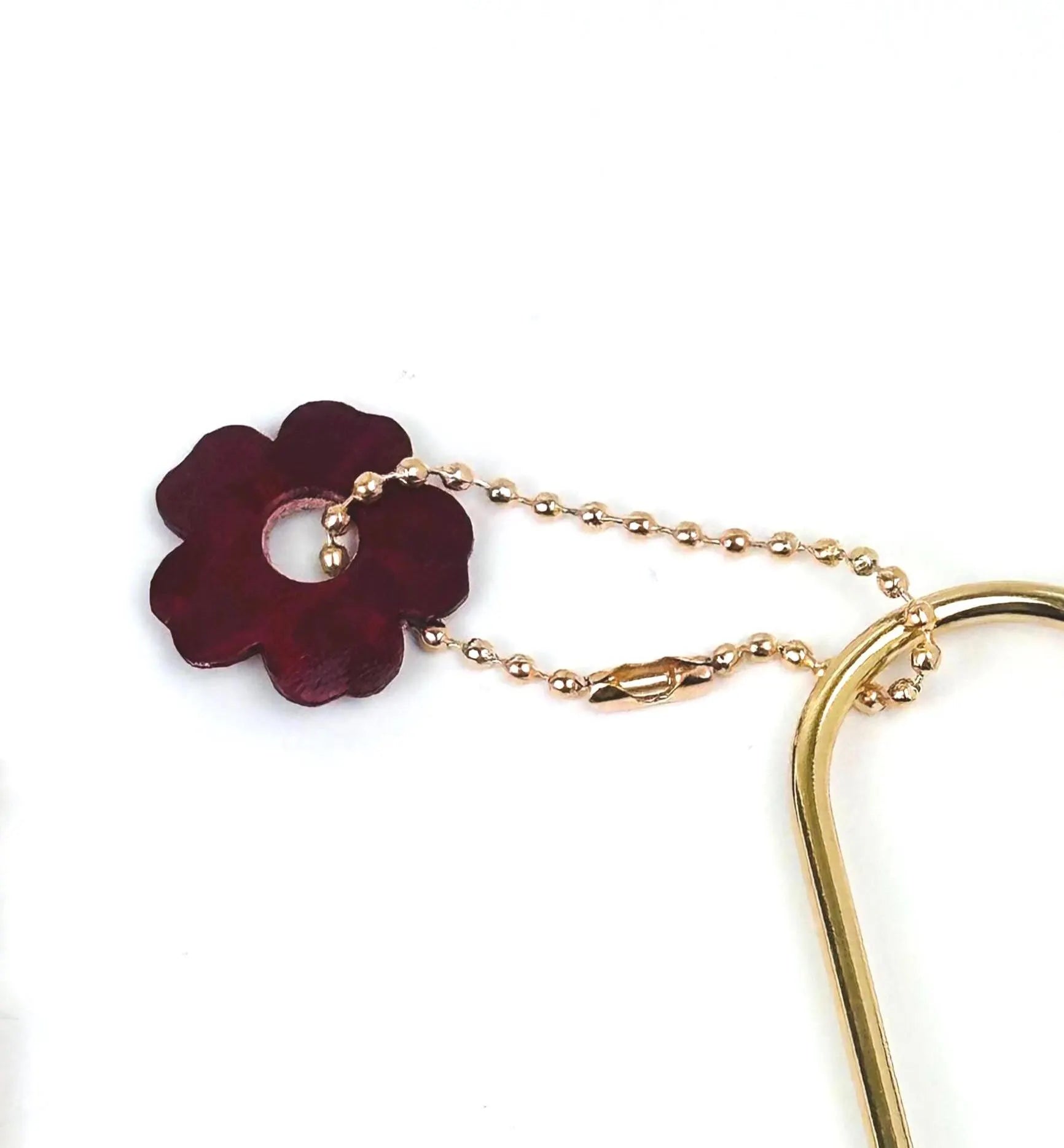 Leather Flower Bag Charm, Vegetable Tanned, Boho Purse Accessory