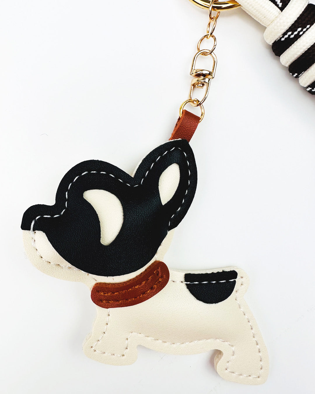 Handmade French Bulldog Bag Charm - Vegan Leather Keychain, Car & Handbag Accessory