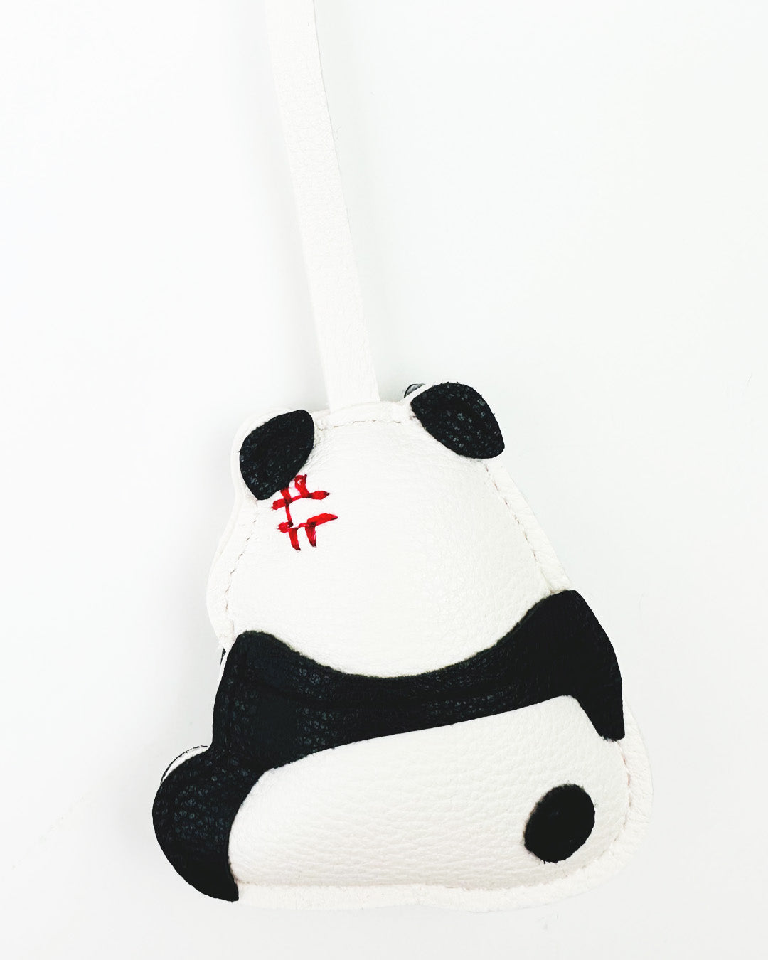 Handmade Panda Bag Charm - Vegan leather Keychain, Car & Handbag Accessory (Grumpy Panda)